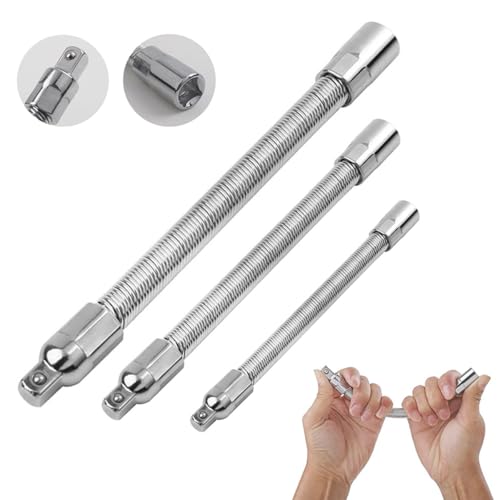 Serplex 3Pcs Electric Wrench Sleeve Universal Extension Rod, Bendable Flexible Socket Extension Bar Shaft Set Wrench Extender For Power Serplex 3Pcs Electric Wrench Sleeve Universal Extension Rod, Bendable Flexible Socket Extension Bar Shaft Set Wrench Extender For Power